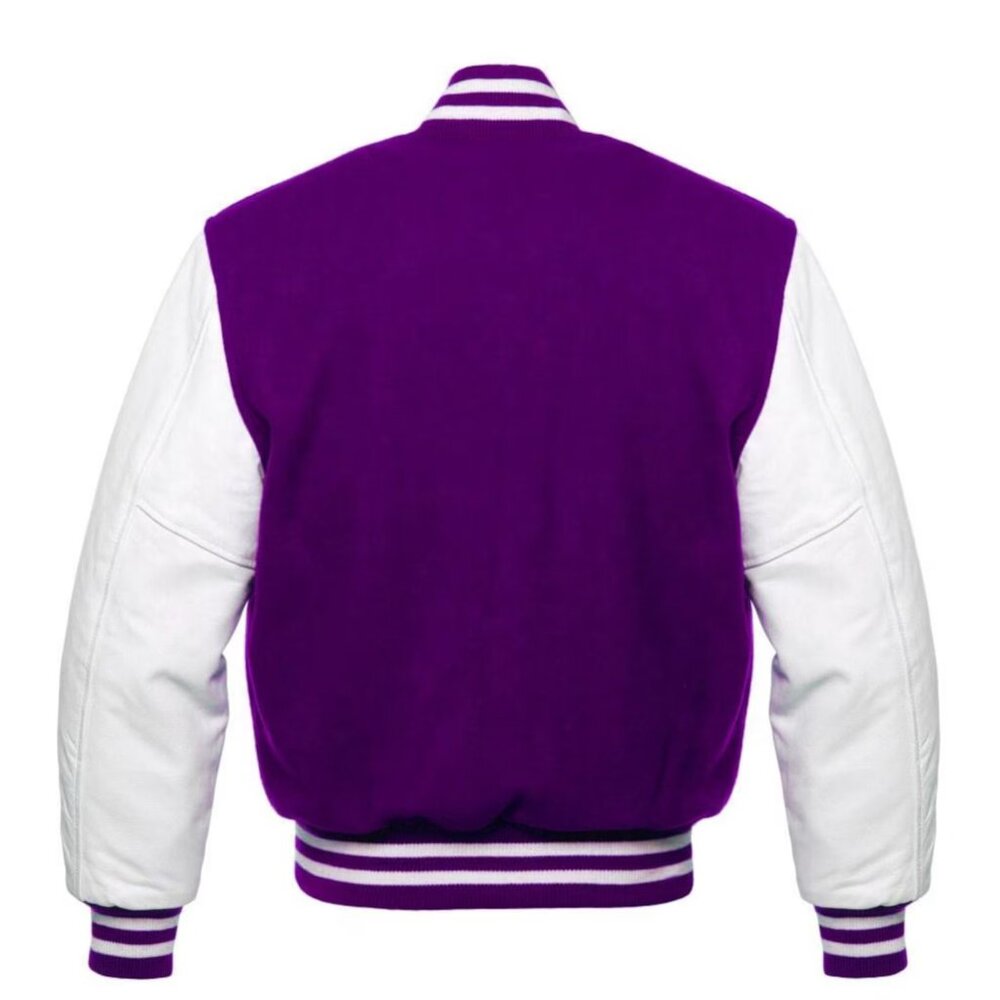 Stylish Women’s Purple Varsity Bomber Jacket | Soft & Lightweight - Picture 2 of 2